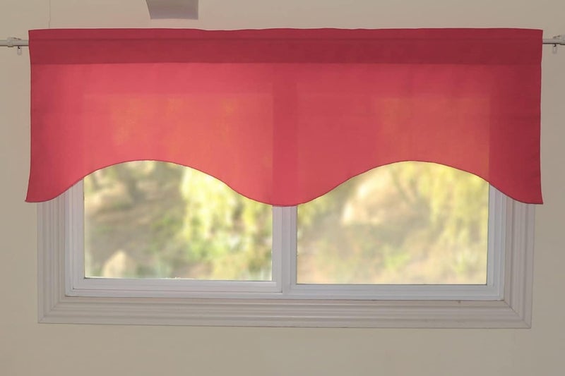 Zen Creative Designs Solid Poplin Scalloped Window Valance Home Décor Bedroom Nursery Kitchen Window (Coral) - Image 3